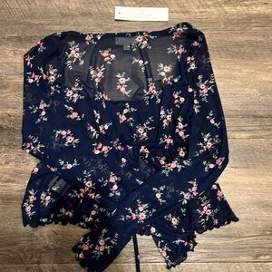 Chic Floral Navy Blouse